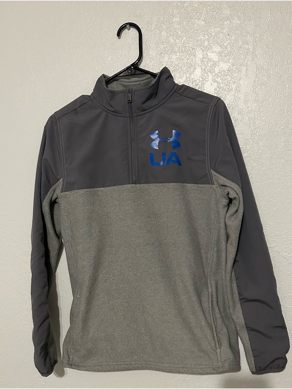 Under Armour Two-Tone Gray Half-Zip Pullover with Blue Logo